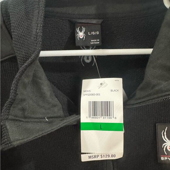 Spyder NWT Men’s Black Gridweb Fleece lined 1/2 Zip pullover size large NWT - Picture 4 of 7